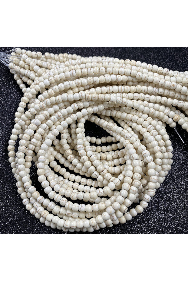6mm (About 67pcs) Natural Stone Beads White Howlite Turquoise Round Loose Beads for DIY Necklace Bra