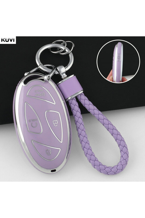 5 BTN Purple Set 5 7 Button New TPU Car Key Case Cover Shell For Hyundai Kona Ev Grandeur GN7 2023 K