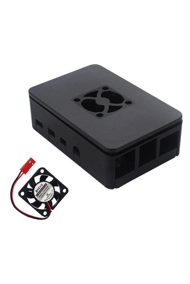 علبة مزودة بمروحة، مصنوعة من مادة ABS، لجهاز Raspberry Pi 4، غلاف بلاستيكي، صندوق أسود، يدعم التبريد.