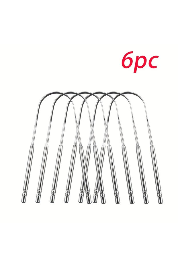 6pcs 1/2/6pcs Stainless Steel Tongue Cleaning Tongue Scraper Reusable Tongue Coating Cleaning Scrape