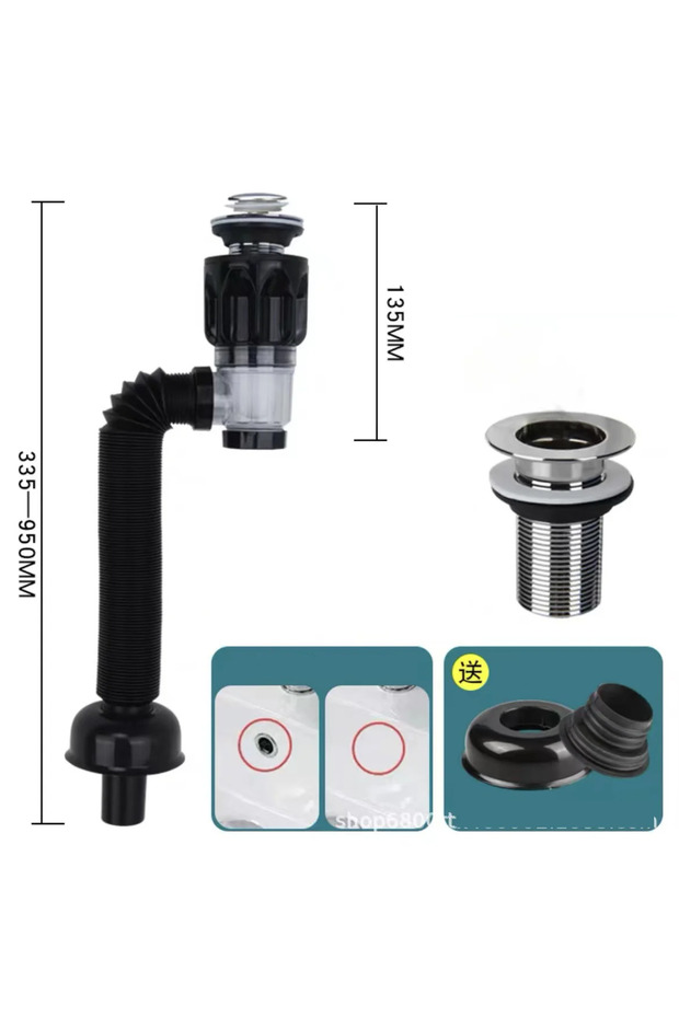 Black Kitchen Bathroom Basin Drain Pipe Bath Flexible Universal Sink Sink Drain Hose Sink Basin Drai