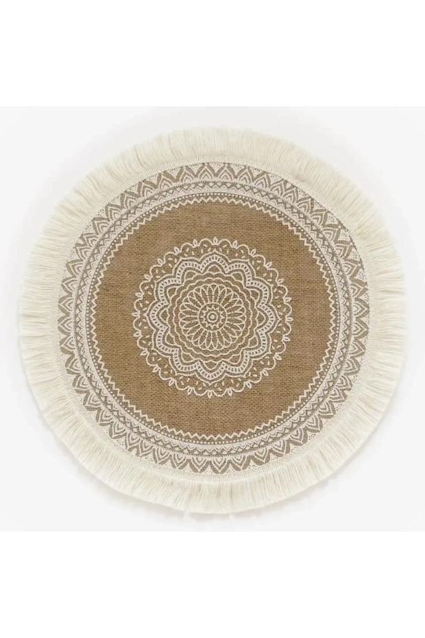 38x38cm A Boho Round Placemat 15 Inch Farmhouse Woven Jute Fringe TableMats with Pompom Tassel Place