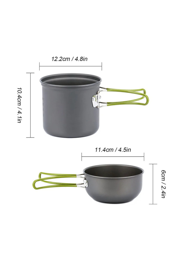 Green Ultralight Camping Pots Cookware Set Portable Outdoor Cooking Tableware for Hiking Trekking P