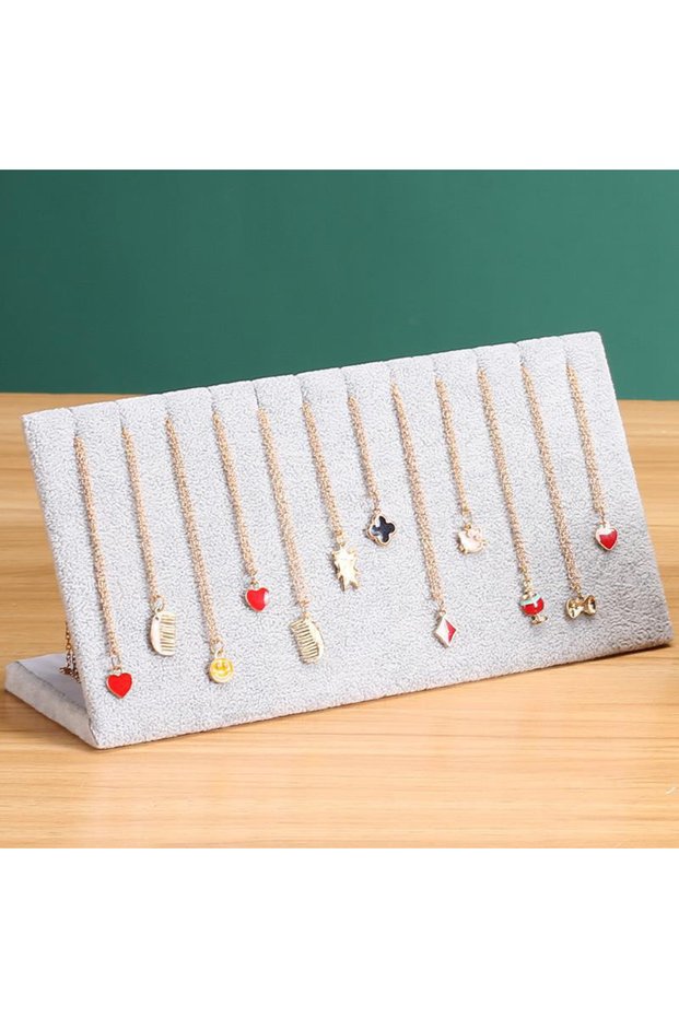 GRAY 1pc, L-shaped Necklace Display Stand, L-shaped Necklace Display Stand Made of Black Plush