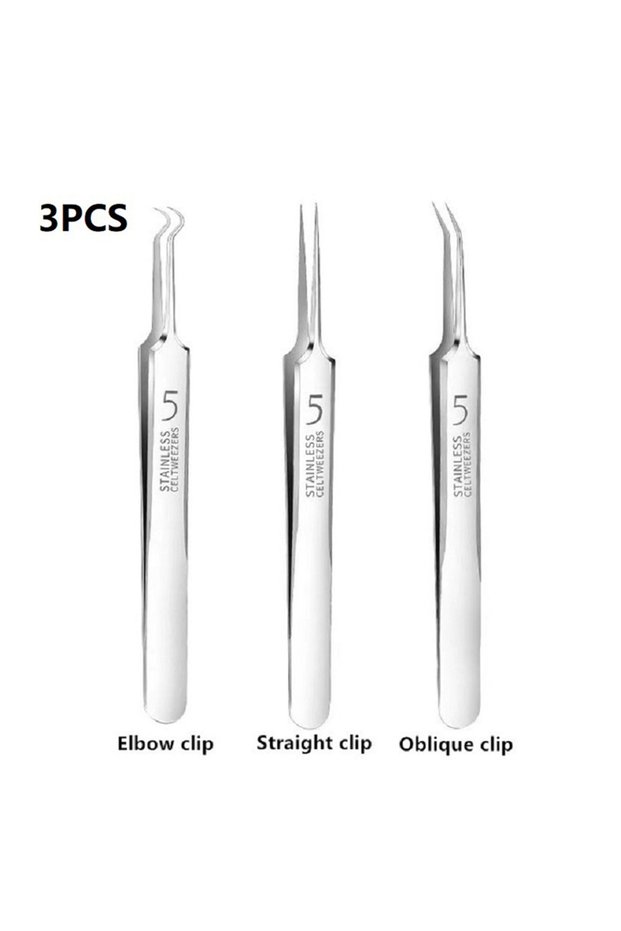 11.4cm 3pcs G966A 3PCS Ultra Fine No 5 Cell Pimples Black Head Clip Tweezers Beauty Salon Special Sc