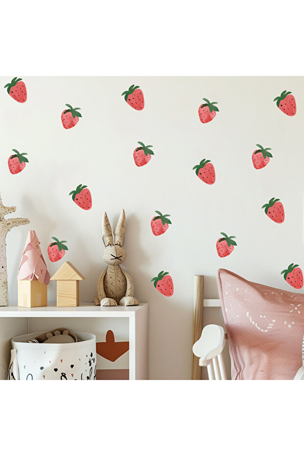 Red 1PC Cute Berry Self Adhesive Wall Stickers Simple and Sweet Room Bedroom Background Wall Decorat