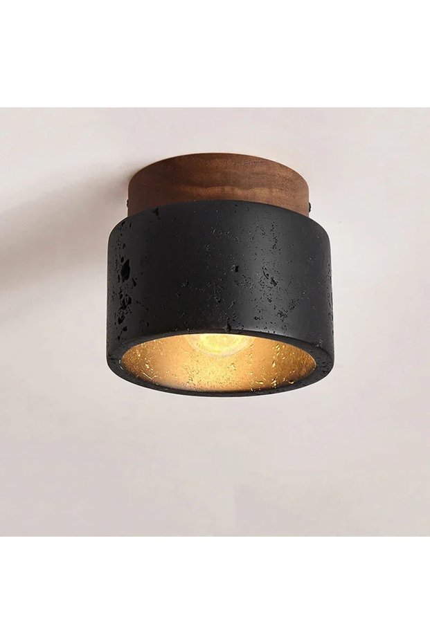 Neutral light Random Texture Wabi-sabi Ceiling Lamp Black Cave Stone Porch Balcony Light Northern Eu