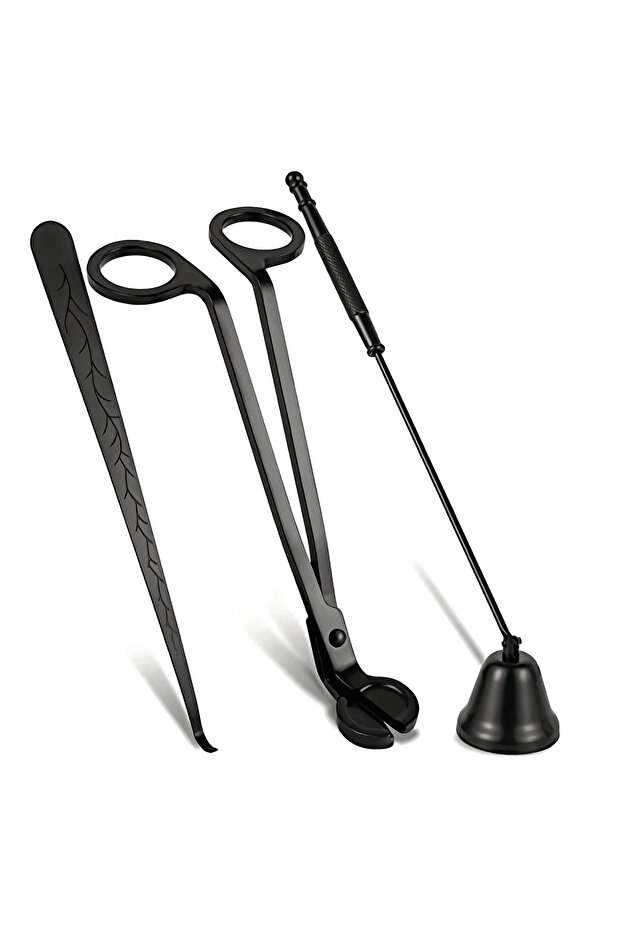 black 3pcs Candle Wick Trimmer - Wick Trimmer, Candle Snuffer, Wick Dipper, 3 in 1 Candle Care Kit,