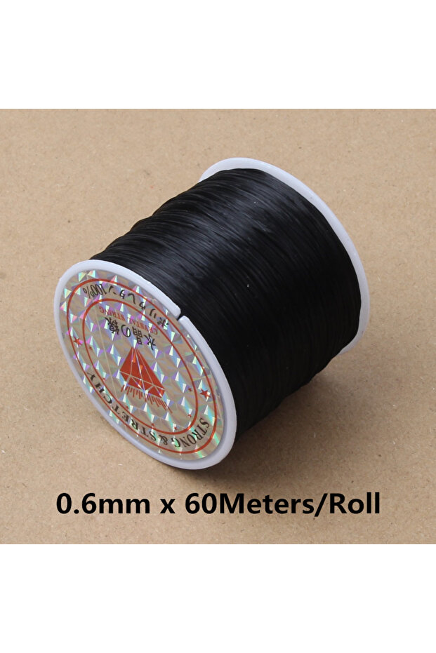 1 roll 0.6MMx60Meters 60M 0.5-1.2mm Strong Elastic Crystal Beading Cord Bracelet Necklace Stretch Th