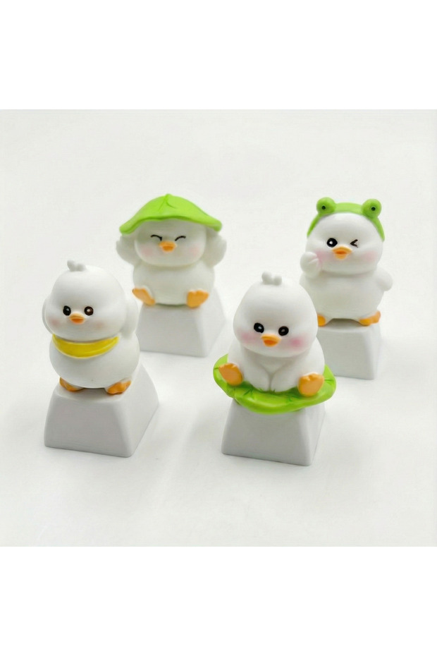 Duck(4pcs) Kawaii Little Chicken Keycap XDA Profile Cute Chick with Hat Custom Key for Mechanical Ke