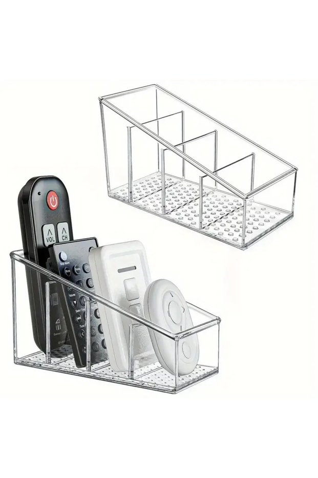 1pc Romote Control Holder with 4 Compartments Clear Romote Holder Home Decor Kitchen Acccessories Ma