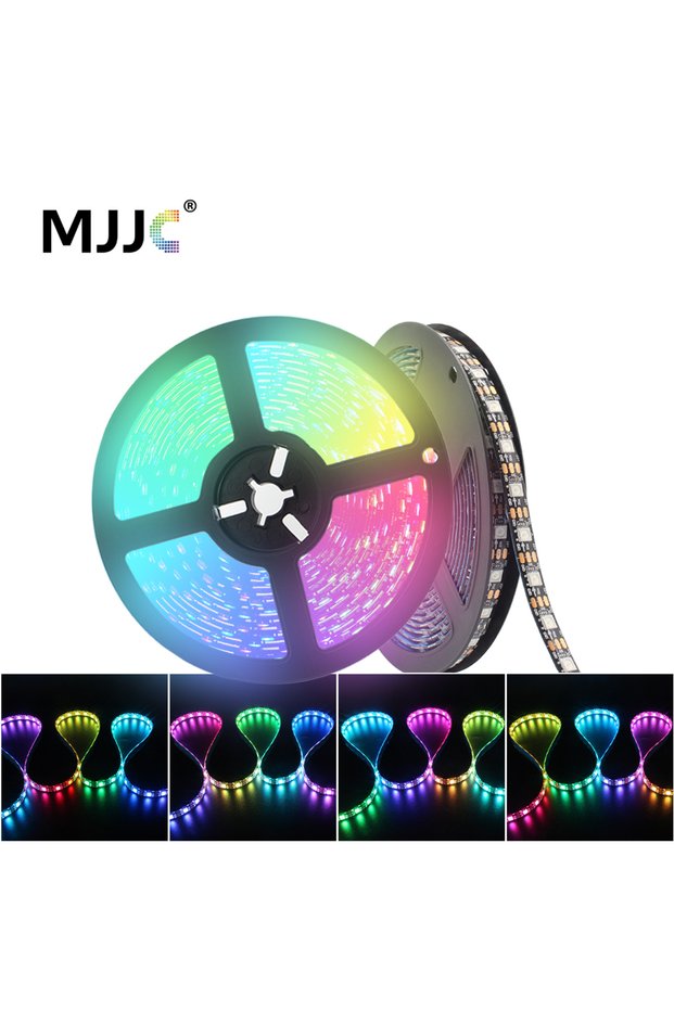 1M 60LEDs per Meter IP30 NonWaterproof WS2812B RGBIC LED Strip Light 5V DC 5050 300LED SMD Digital L