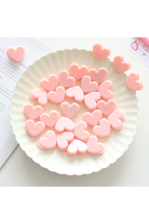 10Pcs 10Pcs Cute Plastic Pink Love Shaped Planner Clips Paper Clips Used For Books Stationery Clip S