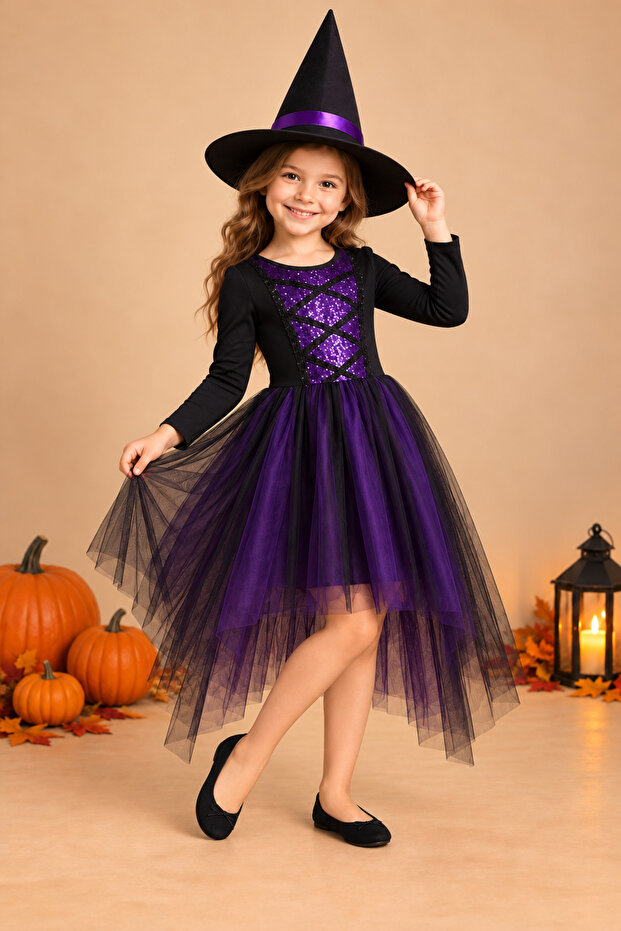 Halloween Purple Witch Girl's Costume