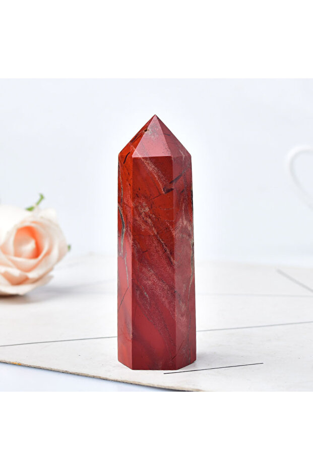 70-80mm Natural Red jasper 1PC Natural Stone Crystal Point Red Jasper Healing Obelisk Quartz Wand To
