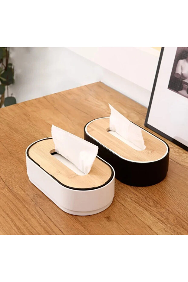 black Tissue Box Holder Bamboo Cover Toilet Paper Box Napkin Holder Case Tissue Paper Dispenser Pape