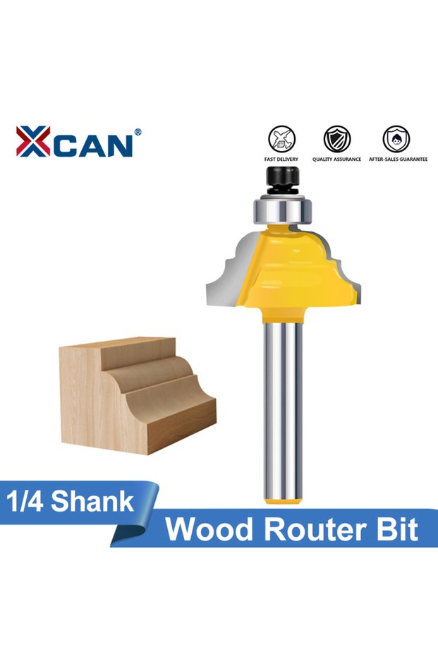 XCAN 1pc 1/4 Shank Double Roman Ogee Edging Router Bit 6.35mm Wood Router Bits with Bearing Milling