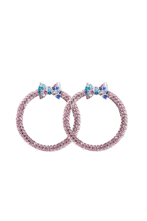 2pc pink 1pc Rhinestone Bowknot Car Start Button Decoration Circle Diamond One Click Start Button En