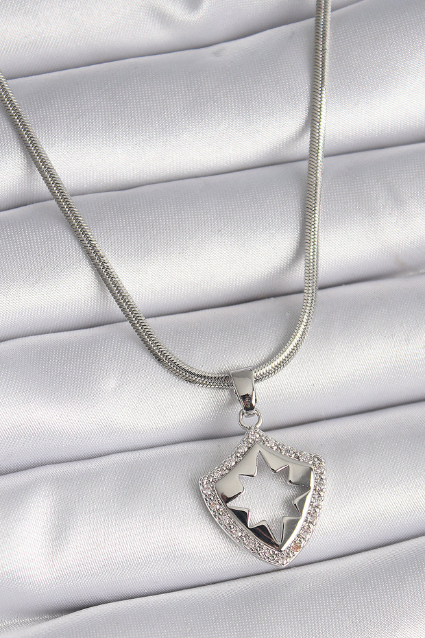 316L Steel Silver Color Italian Chain Zircon Stone Pole Star Processing Model Women's Necklace