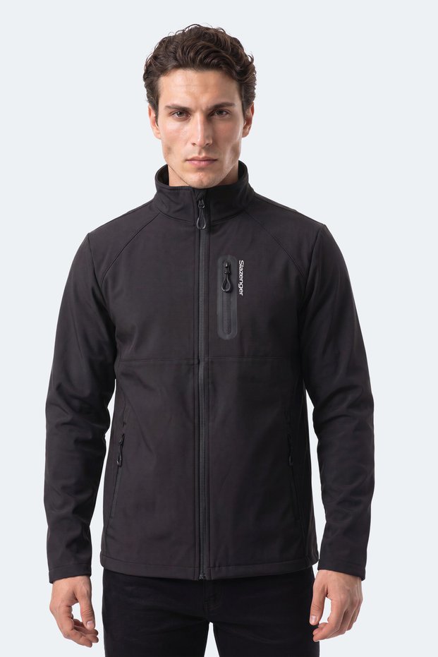 Crimson I Men's Fleece-Lined Wind and Water-Resistant Softshell Black Jacket & Coat