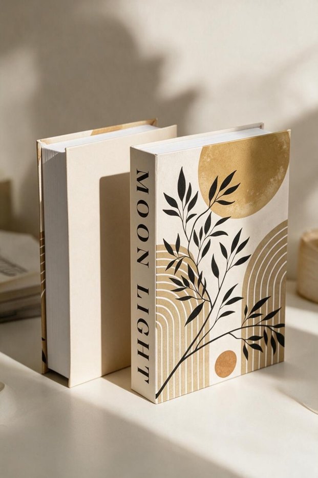 Moon Light Botanical Patterned Decorative Book Box Storage Box Home and Office Accessory