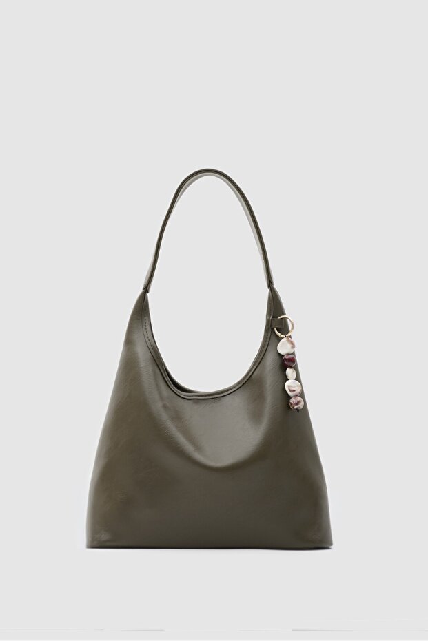 Rffia Charmlı Casual Shoulder Bag Haki