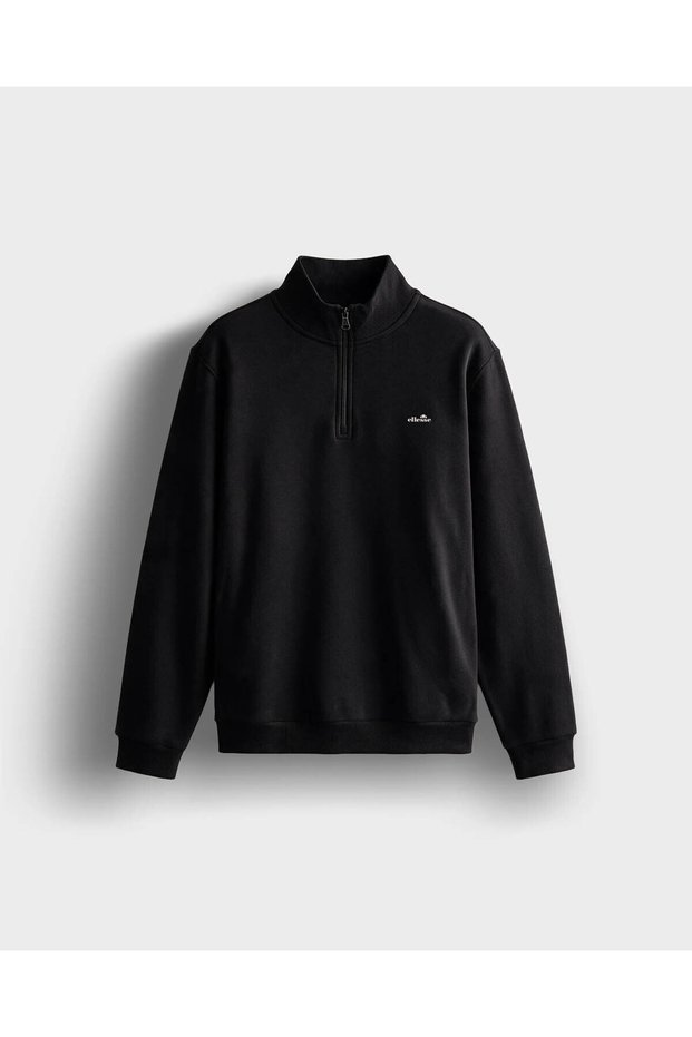 Zippered Black Men's Sweatshirt 6Wm1010