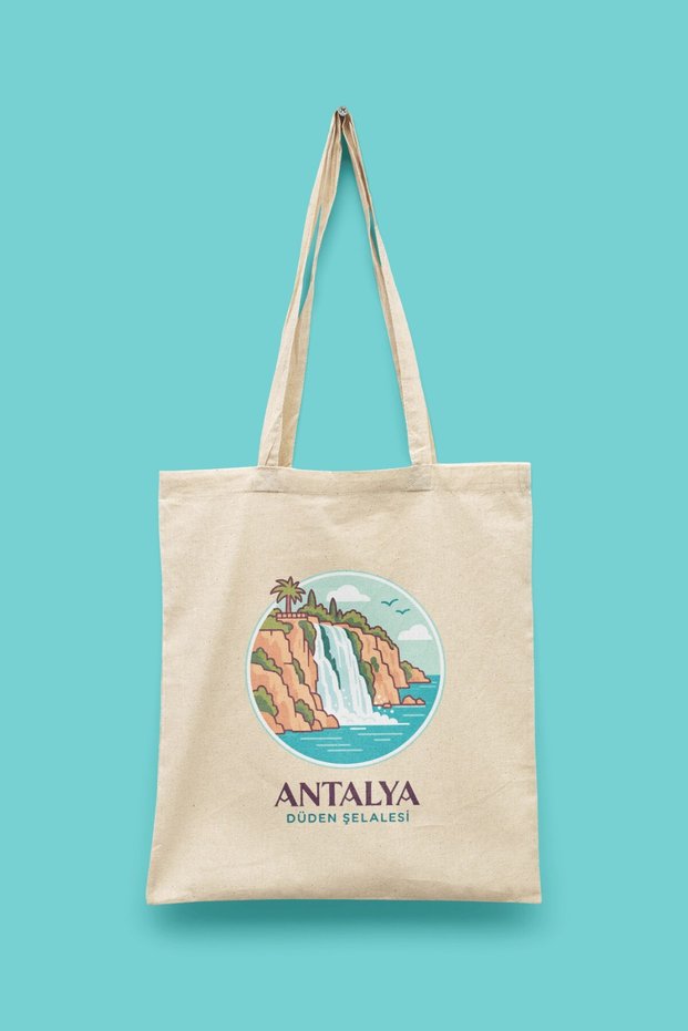 Düden Şelalesi - Antalya Turkey Series Tote Bag Printed Cloth Bag