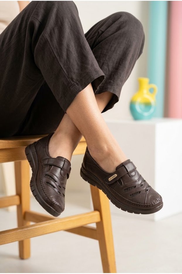 Women's Laser Cut Velcro Comfort Casual Shoes Orthopedic Padded Walking Shoes