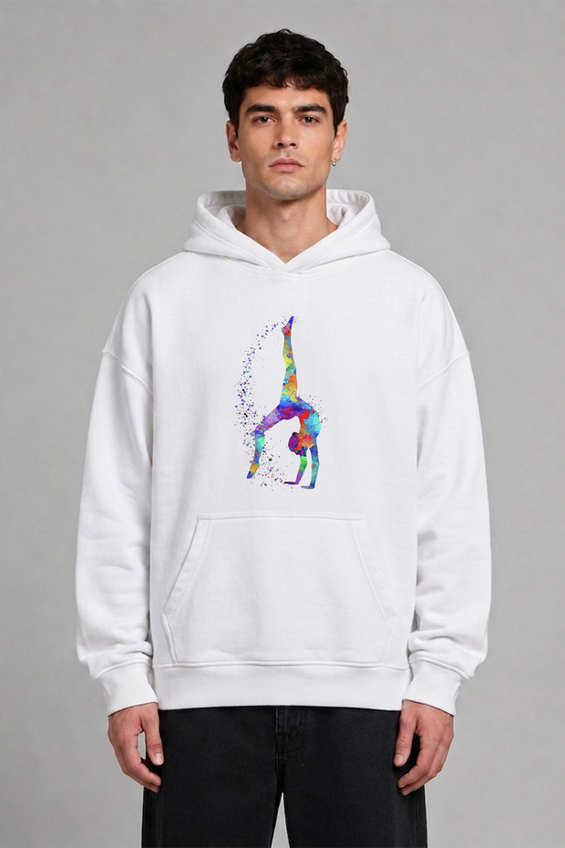 Ballerina 5 Design Pre-Printed Oversize White Hooded Sweatshirt