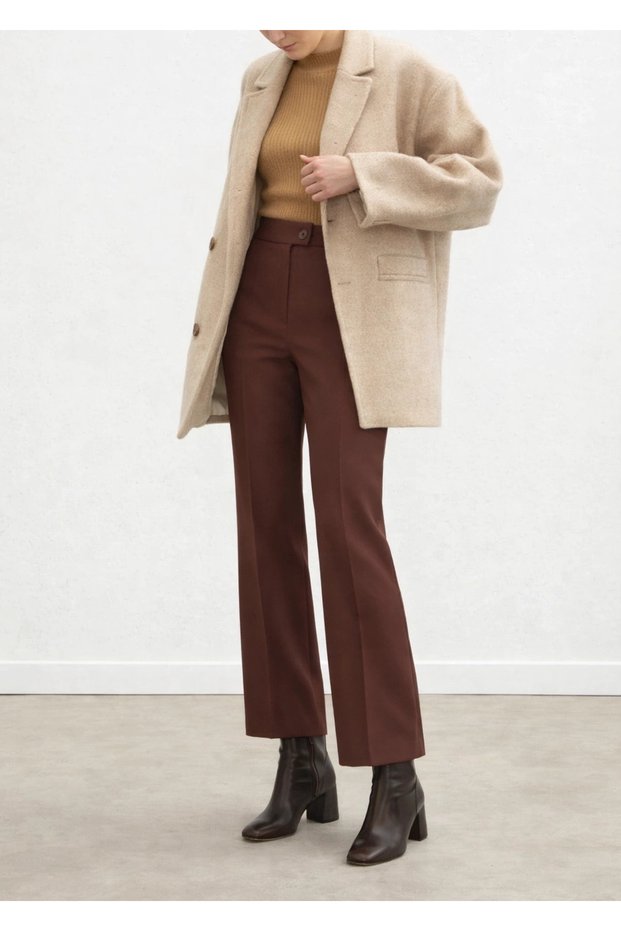 Striped Palazzo Trousers - Brown