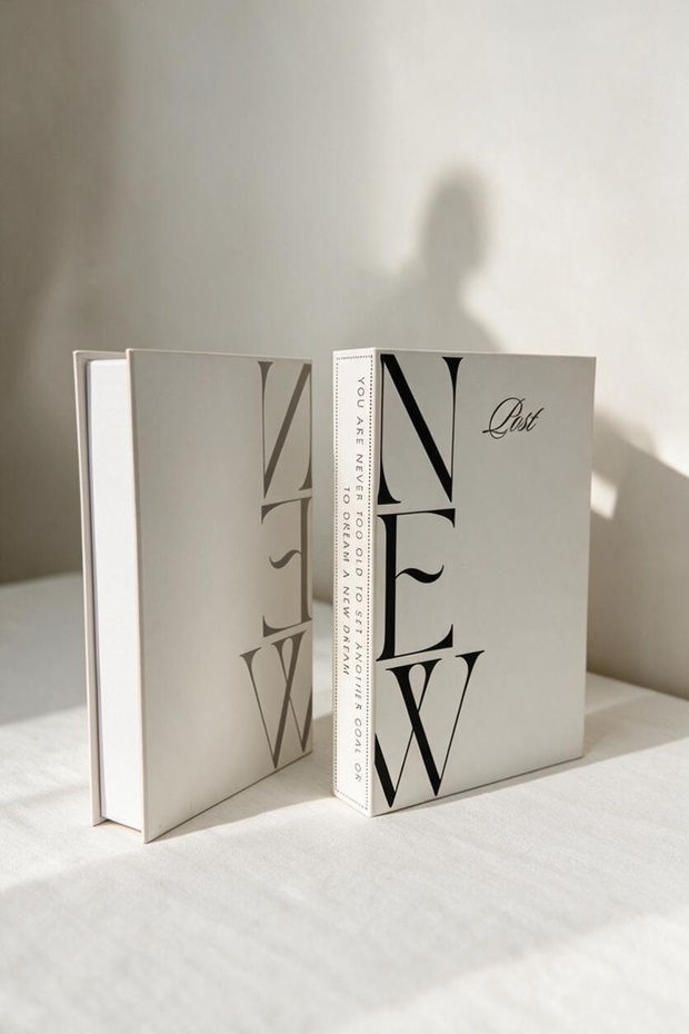 Minimalist Typographic "New" Decorative Book Box Storage Box Home and Office Accessory