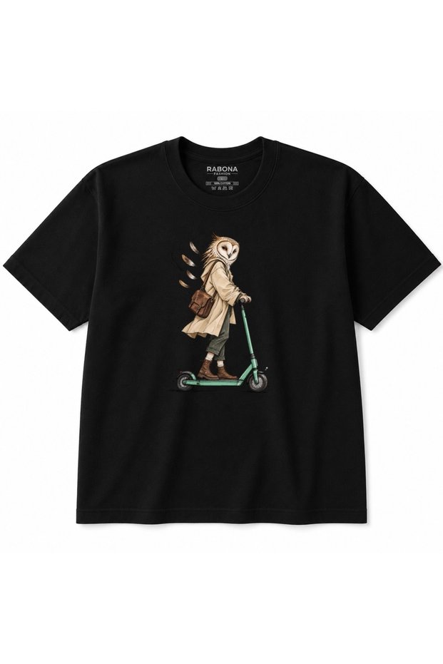 Midnight Courier Owl & Scooter Graphic T-Shirt