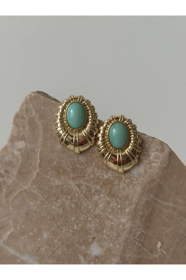 Colorful Stone Detailed Vintage Earrings