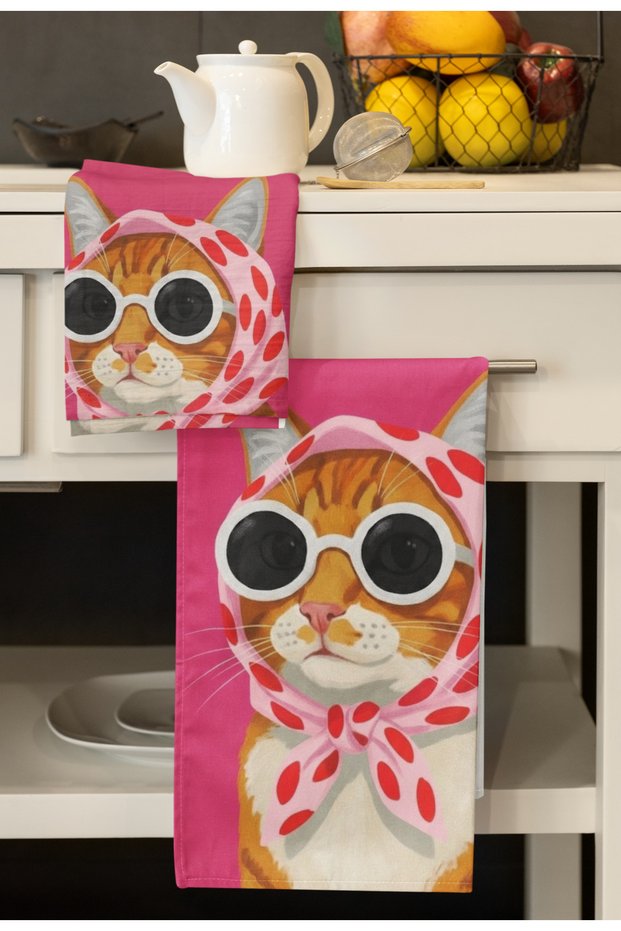 (Set of 2) Patterned Kitchen Towels 30×50 cm Microfiber Towels