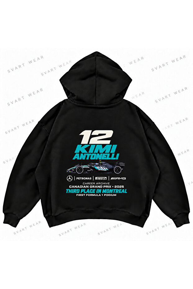 Kimi Antonelli F1 Printed Oversize Boxy Hooded Sweatshirt