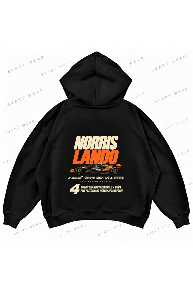 Lando Norris F1 Printed Black Oversize Boxy Sweatshirt