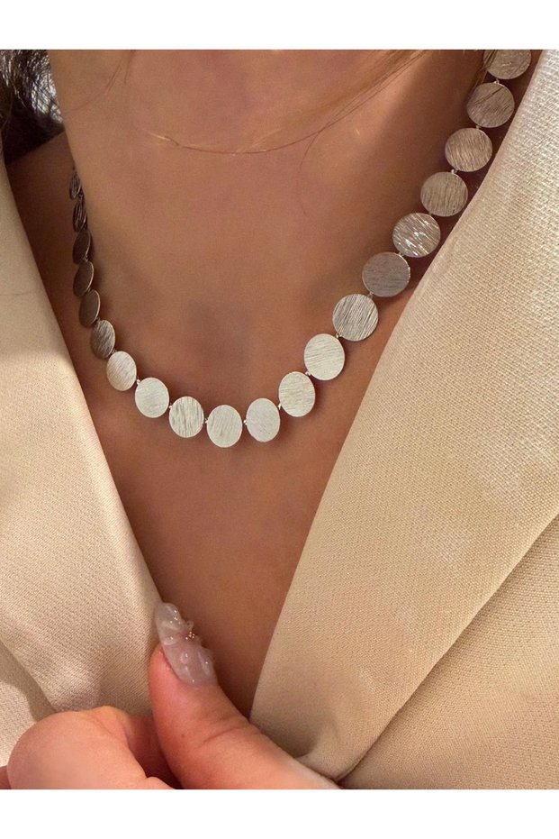 Vip Steel Silver Color Sequins Necklace