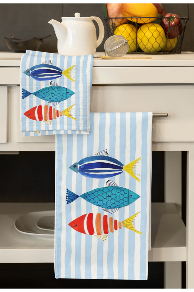 (Set of 2) Patterned Kitchen Towels 30×50 cm Microfiber Towels