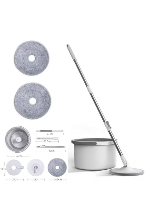 360° Flat Spin Mop with Bucket – Durable Design, Adjustable Handle, Microfiber Pad-2.5L