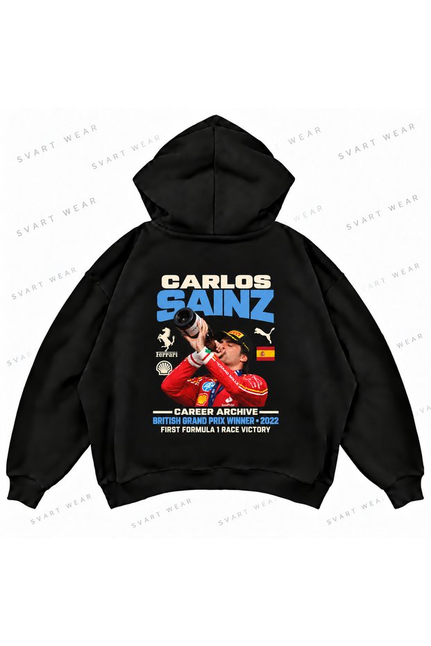 Carlos Sainz F1 Front and Back Printed Oversize Boxy Hoodie