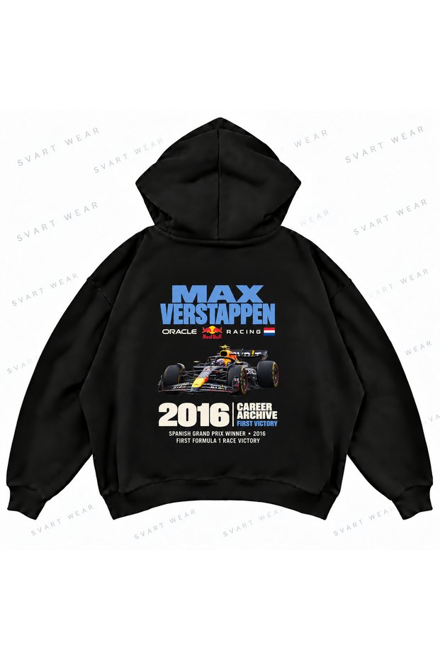 Max Verstappen F1 Printed Oversize Boxy Hooded Sweatshirt