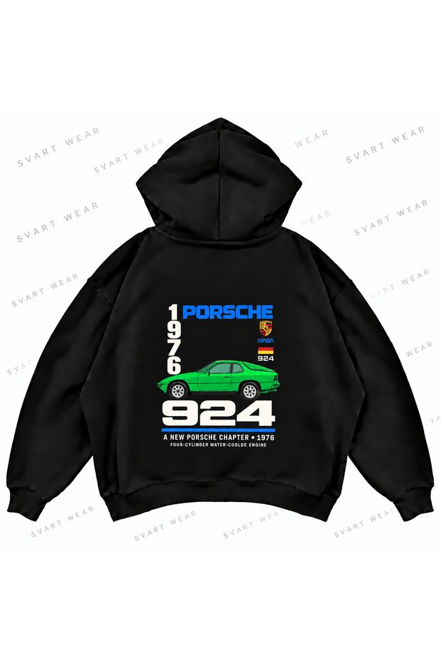 Porsche 924 Graphic Printed Oversize Boxy Hooded Sweatshirt