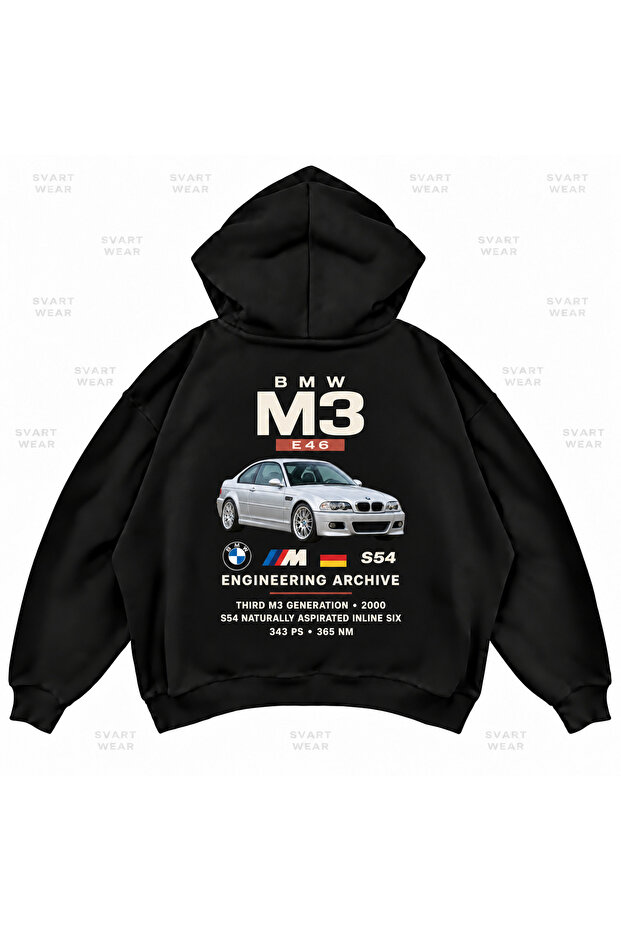 Bmw M3 E46 Printed Black Oversize Boxy Sweatshirt