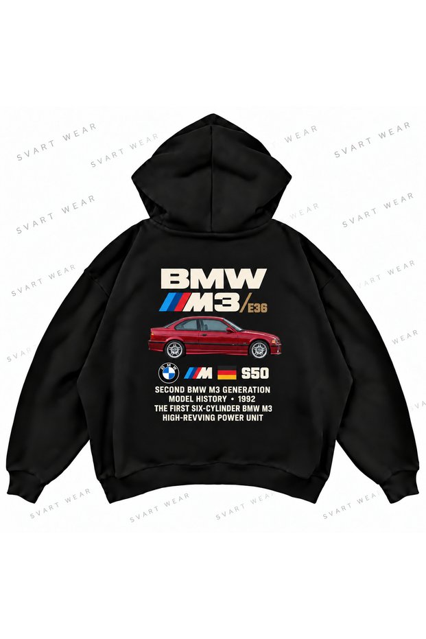 Bmw M3 E36 Printed Oversize Boxy Hooded Sweatshirt