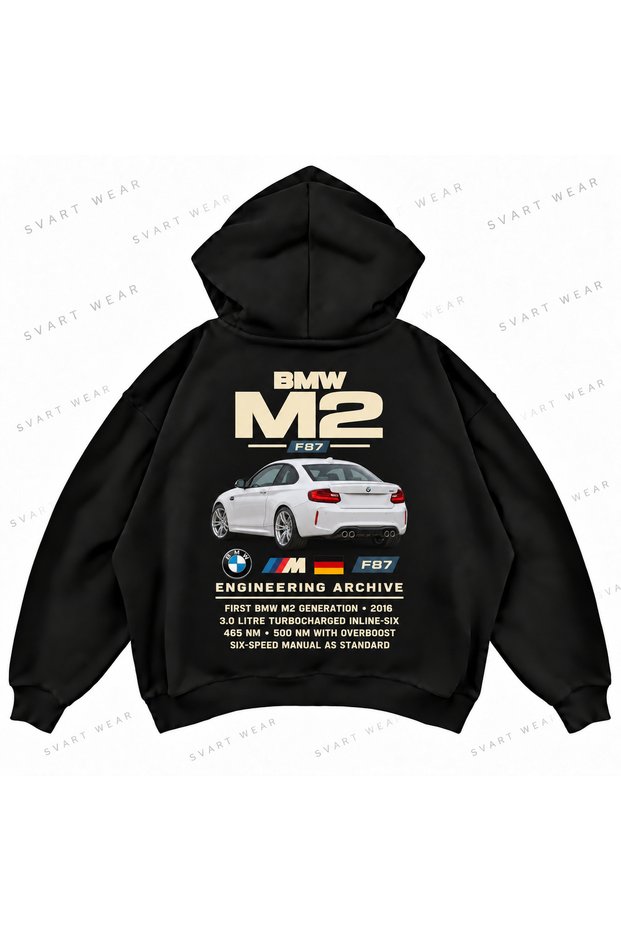 Bmw M2 F87 Front and Back Printed Oversize Boxy Hoodie