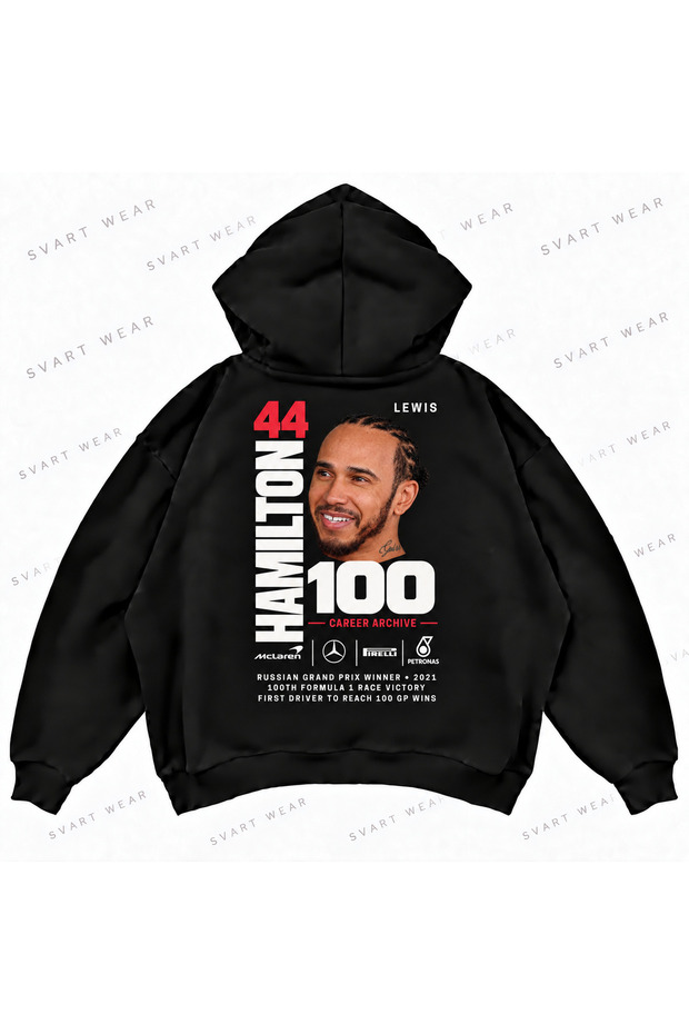 Lewis Hamilton F1 Printed Oversize Boxy Hooded Hoodie Sweatshirt
