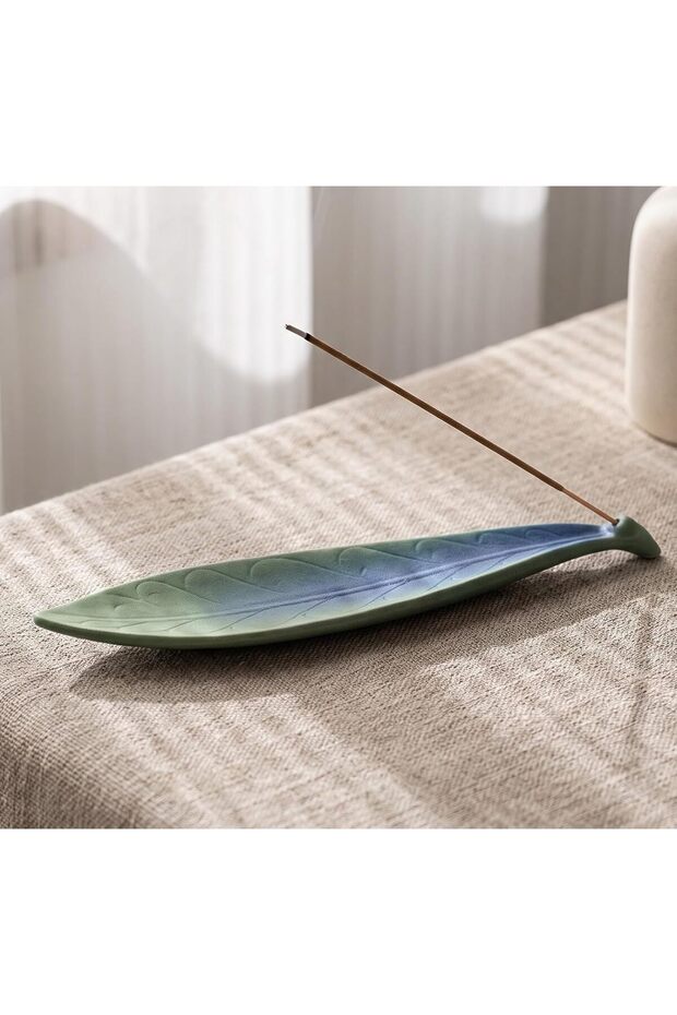 Ceramic Incense Stick Holder with Ash Catcher, Decorative Incense Burner