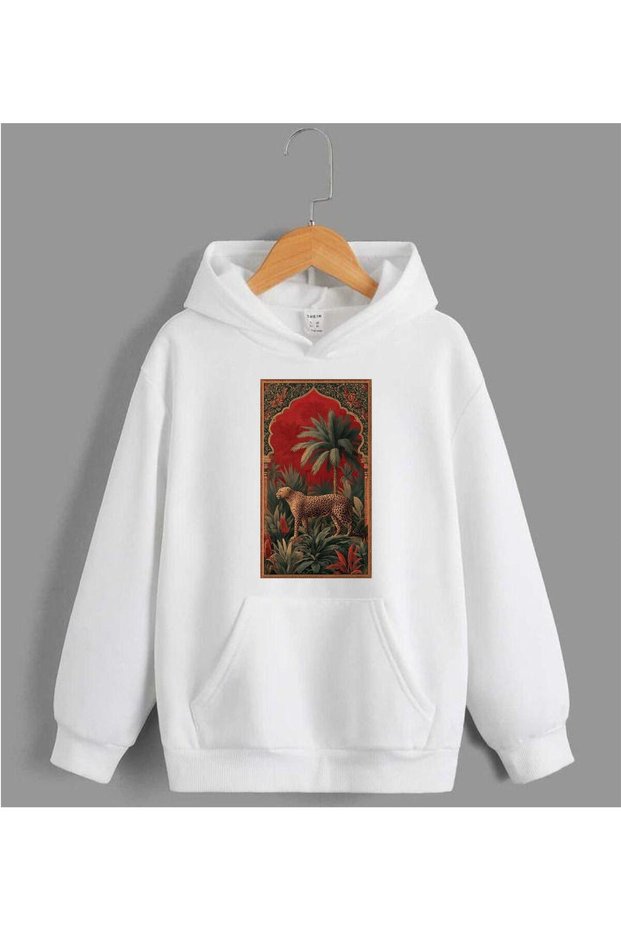 Leopard Print Palm Tree Printed Sweatshirt