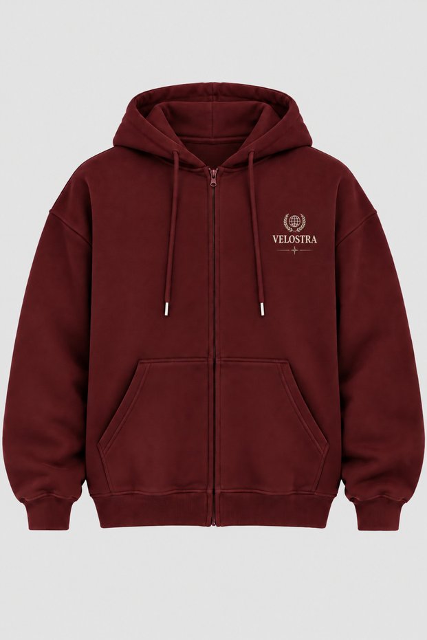 Unisex Printed Daily Use 3 Thread Combed Cotton Hooded Cardigan with Kangaroo Pocket and Zipper